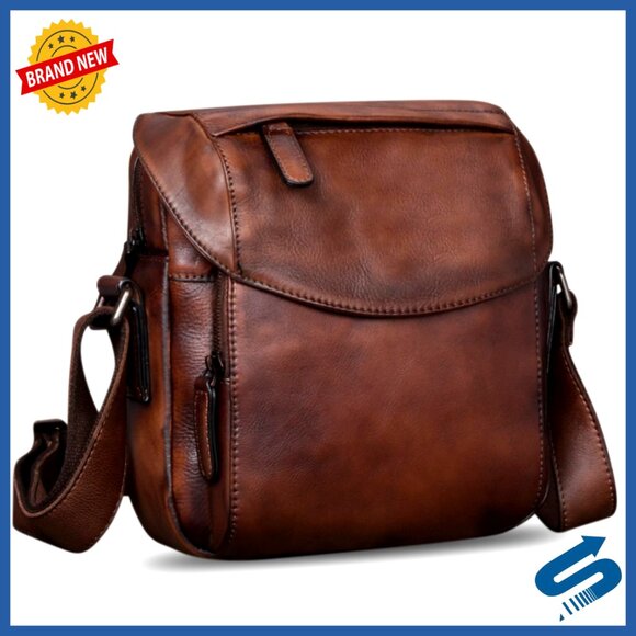 Genuine Leather Messenger Bag Crossbody Satchel Work Business Daily Retro